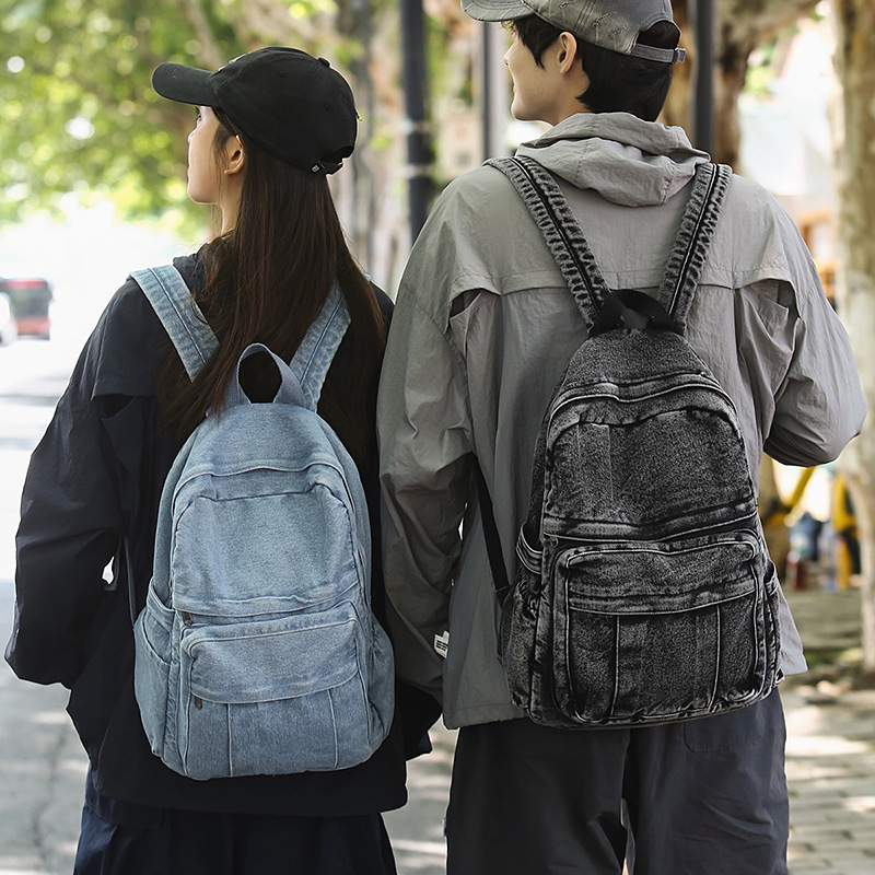 Women'S Kipling Bags - Retro plecak dżinsowy o dużej pojemności,