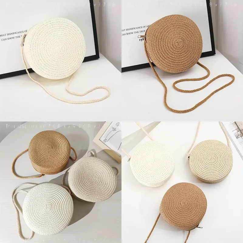 Women'S Crossbody Bags - Okrągła tkana torba na ramię z