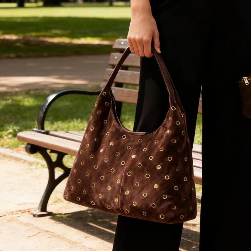 Zamszowa torba typu tote z met – Women Bags With Wallet recenzja i cena