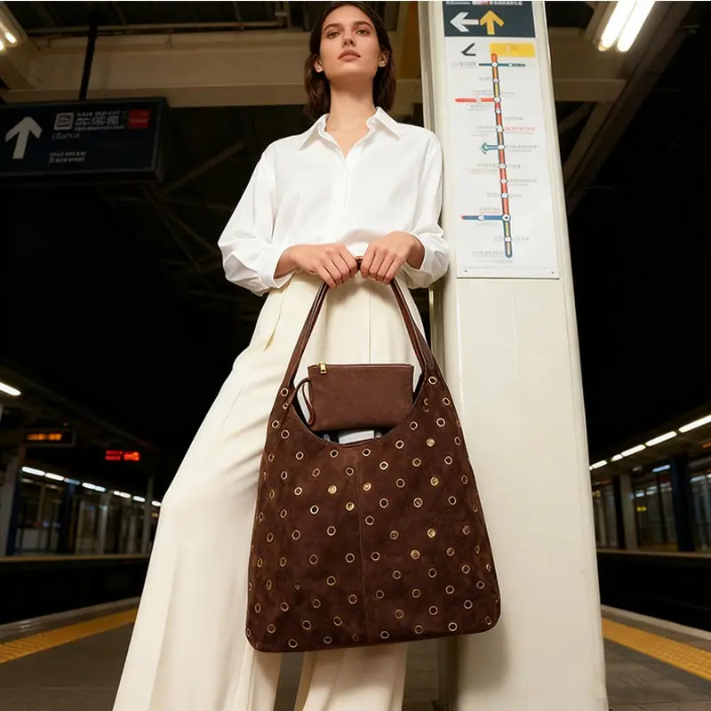 Zamszowa torba typu tote z met – Women Bags With Wallet recenzja i cena