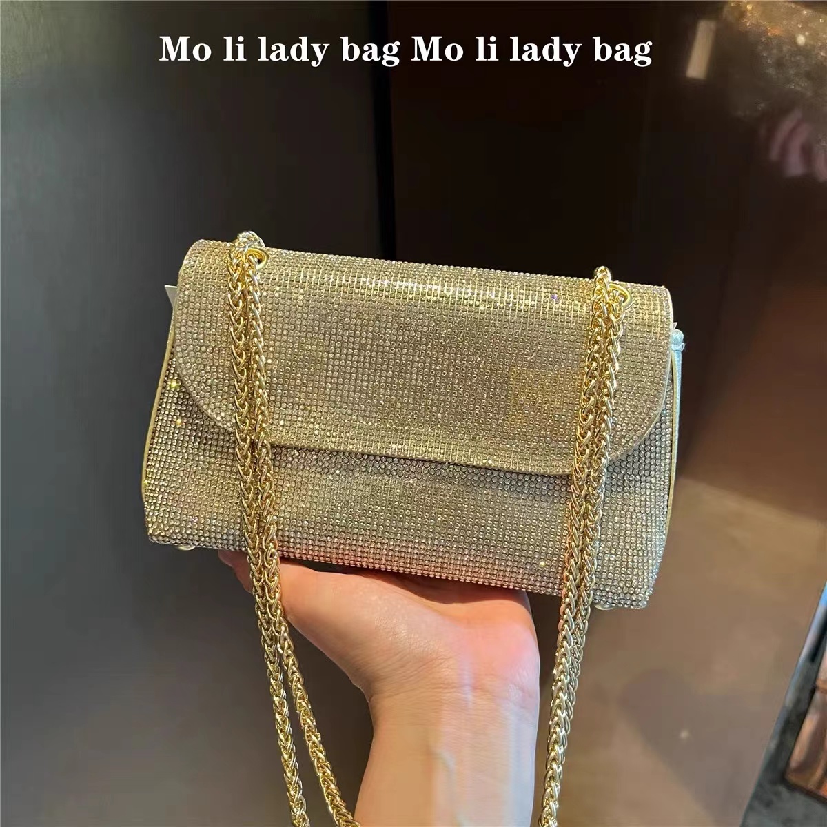 Błyszcząca diamentowa torebka  – Flap Bag Envelope recenzja i cena